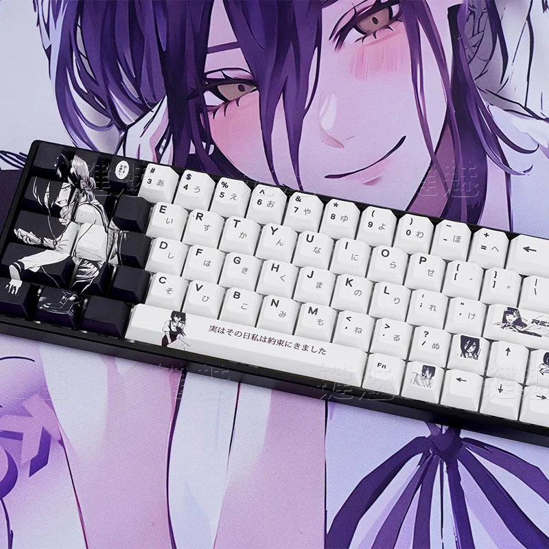 Chainsaw Man Anime Keycaps – PBT Dye-Sub, Cherry Profile, 74–140 Keys, for Mechanical Keyboard