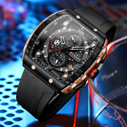 CURREN Men's Fashion Watch – Unique Square Design, Luxury Quartz Sport, Waterproof