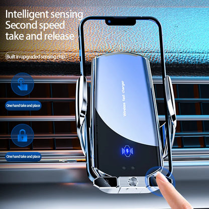 Car Magnetic Phone Holder with Wireless Charger – 360° Rotatable GPS Mount for iPhone & Xiaomi