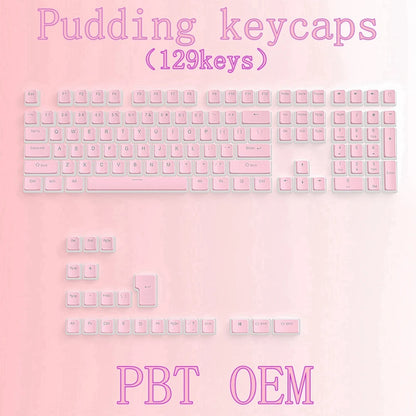 129-Key Pudding Keycaps – OEM Profile PBT, Transparent, MX Hot-Swap Compatible