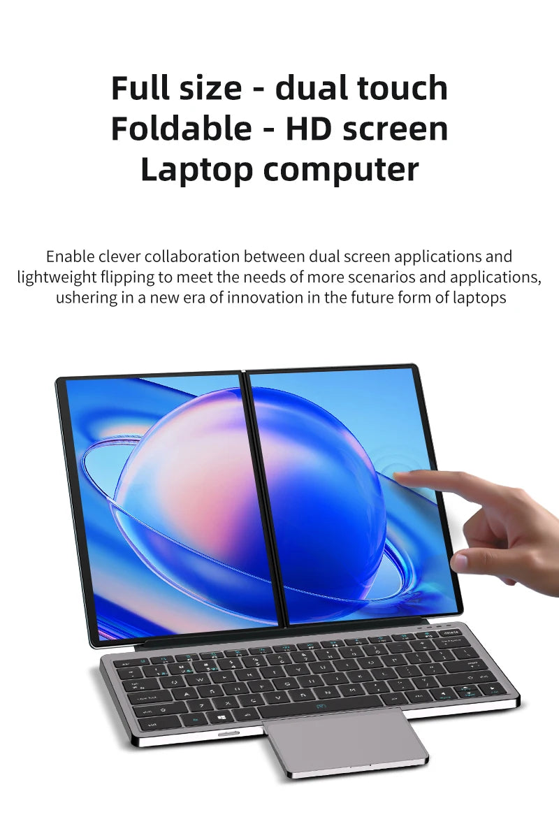 BYONE 13.5" Dual Screen 2-in-1 Touch Laptop | Intel N100 | 16GB DDR5 | Up to 2TB SSD | 2.5K UHD | 9000mAh | 180° Foldable
