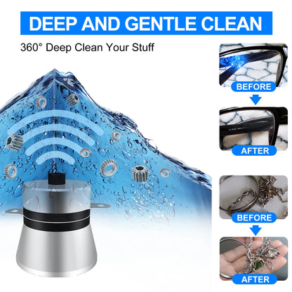 800ml Ultrasonic Cleaner 60W | EU Plug | Degas | 110V-220V | Watches & Jewelry