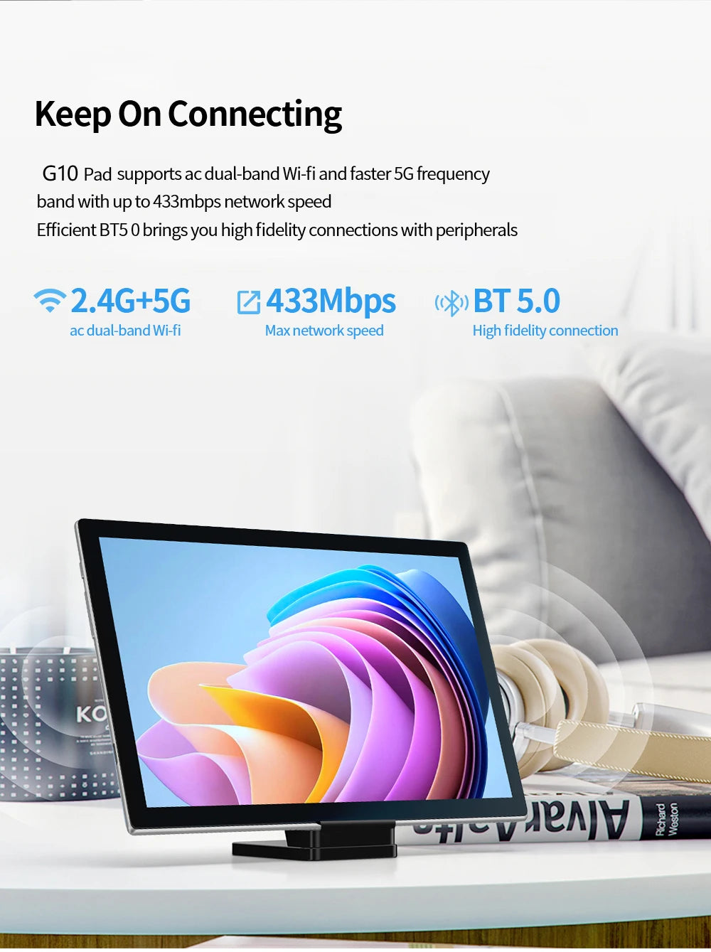 4G LTE Tablet 10.1" – 5G WiFi, Dual SIM, Octa Core, 8GB+128GB, 5000mAh, Android 12