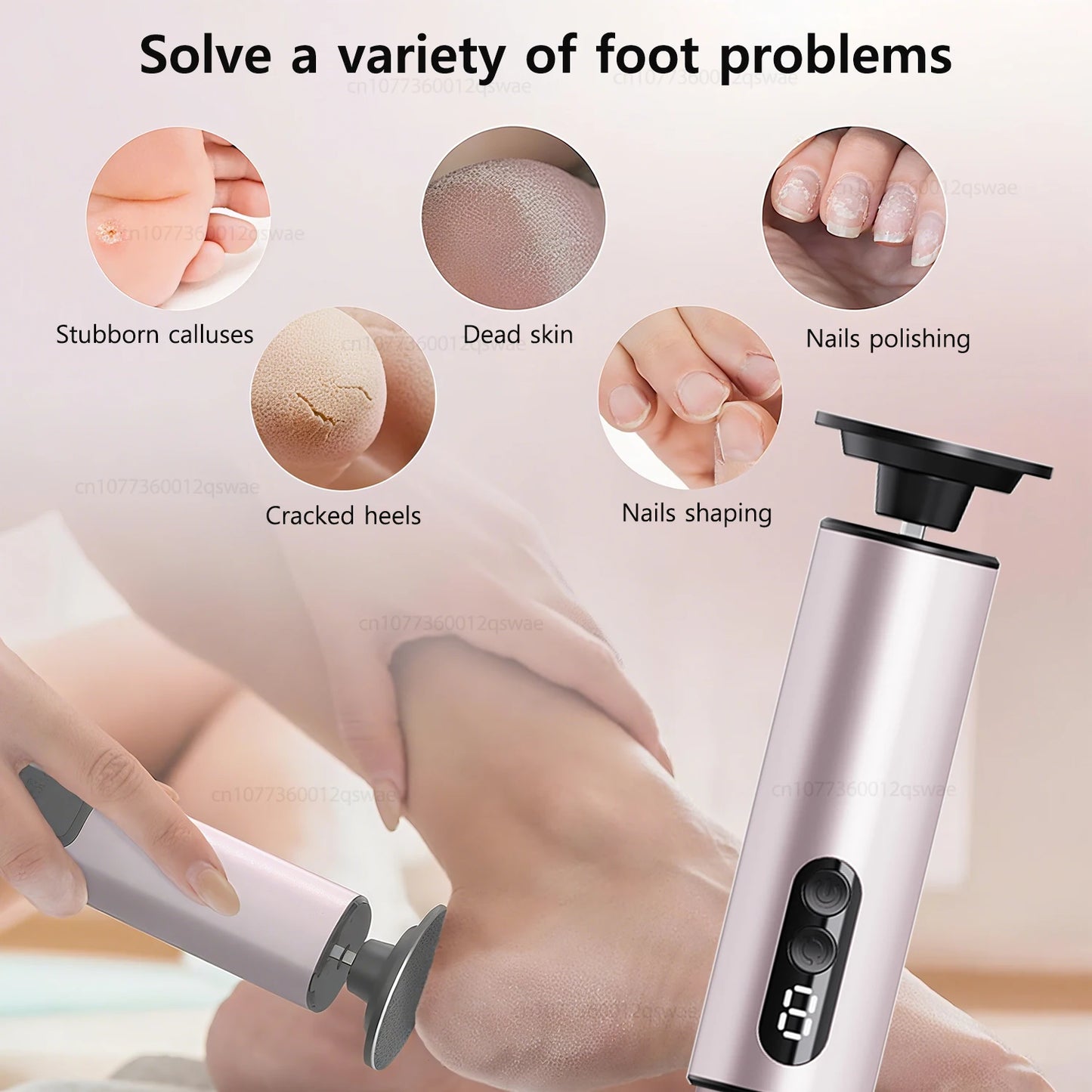 Electric Foot File Rechargeable – Pedicure Callus & Dead Skin Remover for Heels