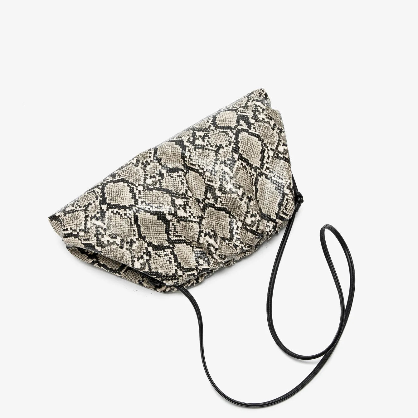 Ruched Snake Pattern Dumpling Shoulder Bag