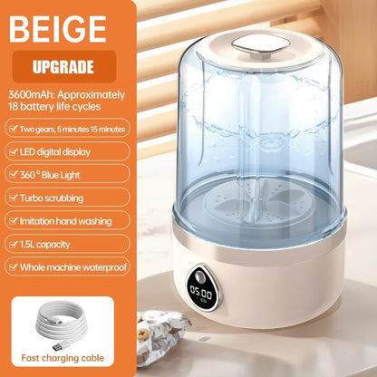 Mi Portable Mini Washing Machine 1.5L — Wireless Underwear & Socks Cleaner, LED Laundry Bucket