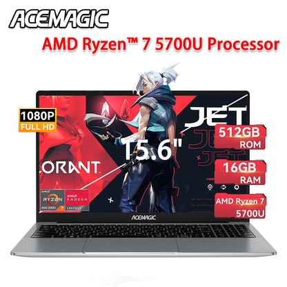 ACEMAGIC LX15Pro Laptop – AMD Ryzen 7 5700U, 16GB RAM, 512GB SSD, 15.6" FHD