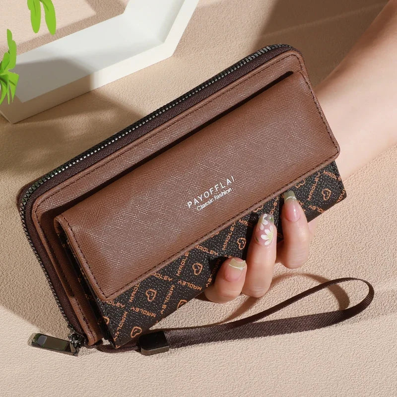 Men's PU Leather Wallet with Zipper - Multi-Slot Card Holder & Organizer