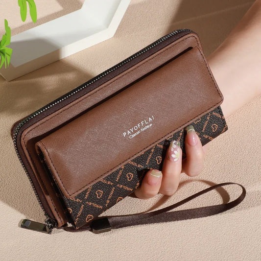 Men's PU Leather Wallet with Zipper - Multi-Slot Card Holder & Organizer