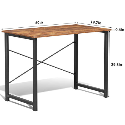 JHK Compact Office & Gaming Desk – Metal Frame Wood Tabletop, Easy Assembly