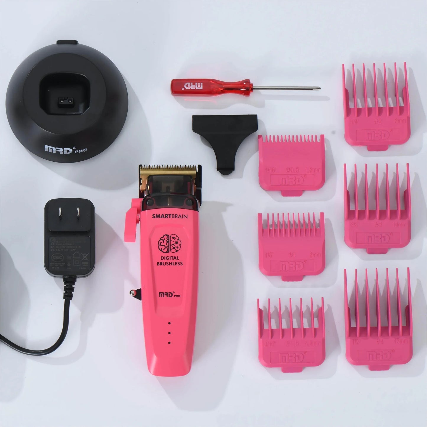 Molda MRD Brain Flower Main Push Oil Head electric clipper for professional barber hair cutting and engraving, black and silver design