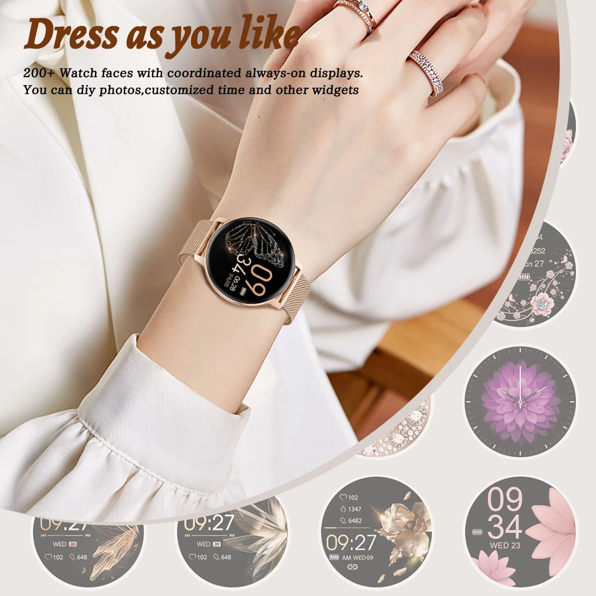 LIGE Bluetooth Smart Watch for Women – Custom Dial, Sport Fitness Tracker, iOS & Android (2026)
