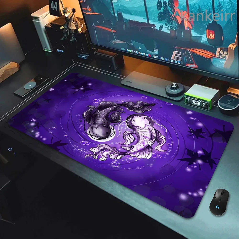 Koi Fish Taichi XXL Gaming Deskmat 90x40 – Natural Rubber, Anti-Slip, Smooth Surface