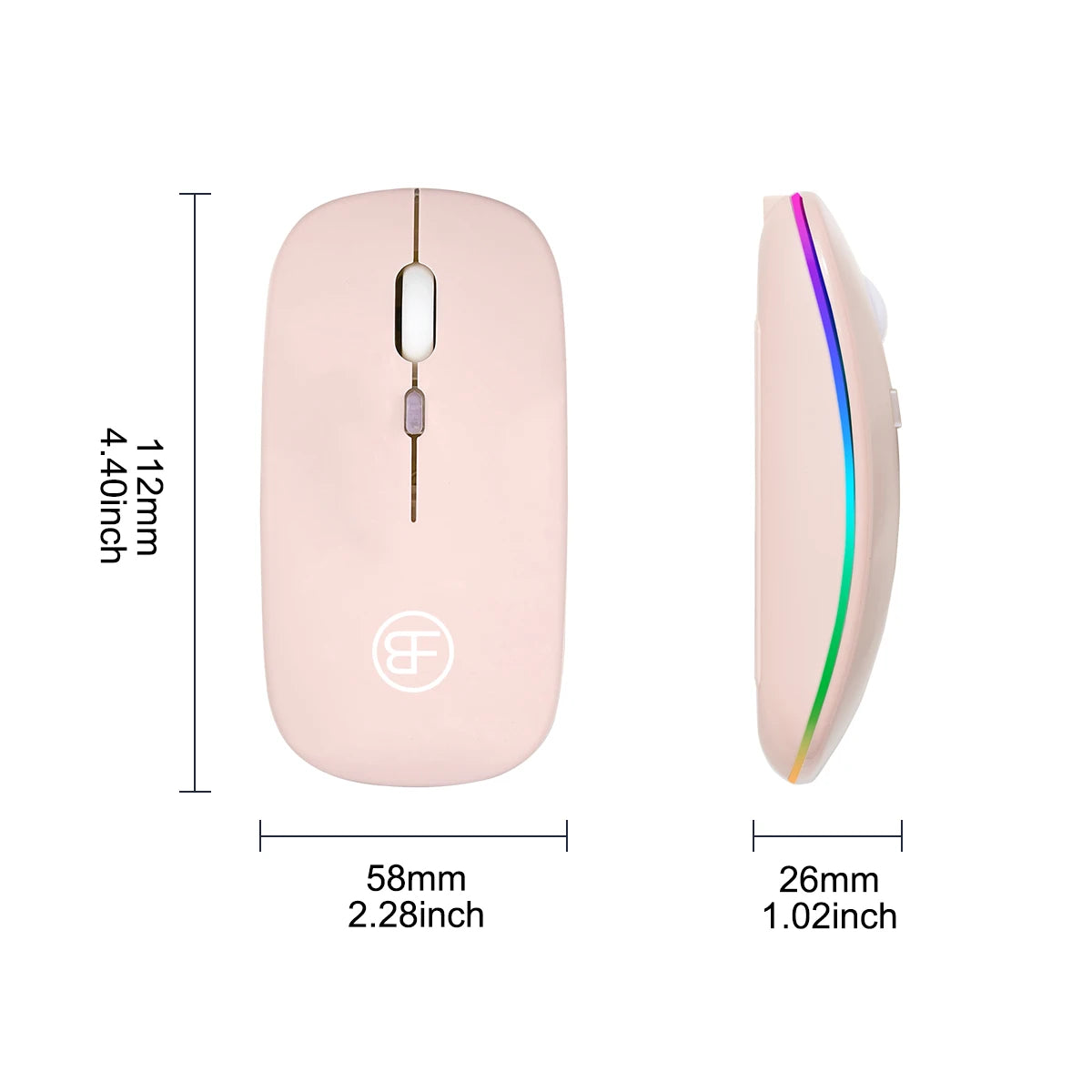 BalanceFit RGB Wireless Gaming Mouse – Rechargeable, LED Backlit, Ergonomic, 1600 DPI, for Laptop & PC