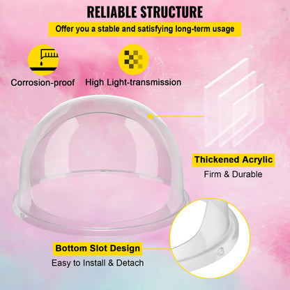 SucceBuy 21" Commercial Cotton Candy Machine Cover – Clear Bubble Shield Dome