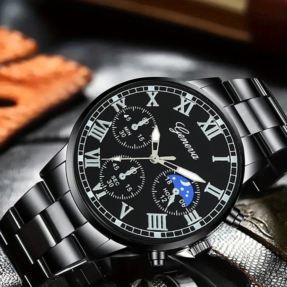 Men's Classic Business Quartz Watch - Stainless Steel Band, Elegant Dress Watch