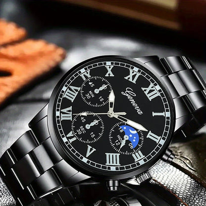 Men's Classic Business Quartz Watch - Stainless Steel Band, Elegant Dress Watch