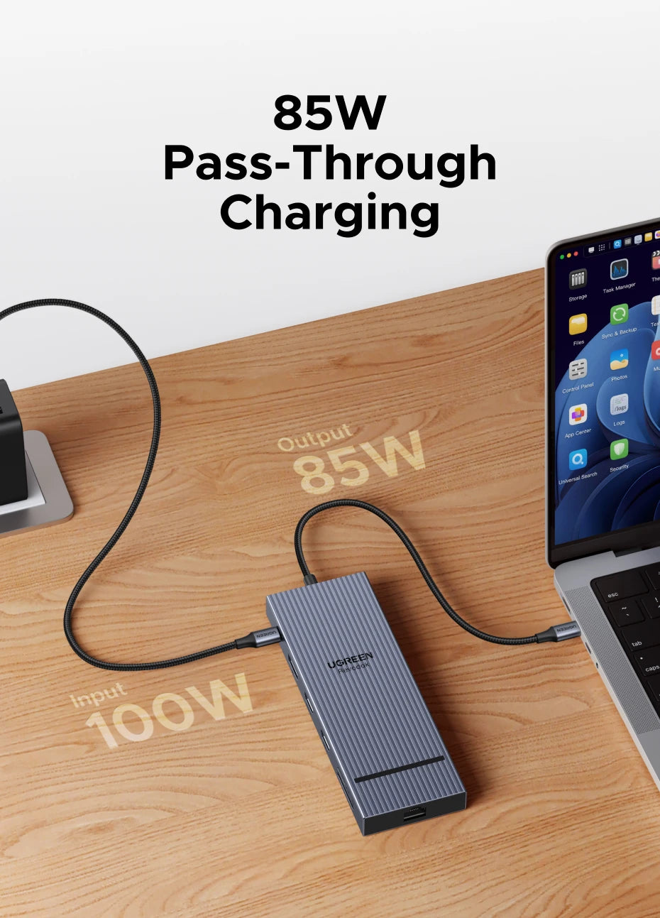 UGREEN 12-in-1 USB-C Docking Station – 2x4K HDMI, DP, 10Gbps USB3.2, PD100W, SD/TF, RJ45