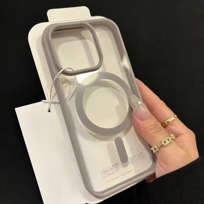 Luxury Transparent Magnetic iPhone Case | MagSafe Wireless Charging, Shockproof Bumper for iPhone 11-16 Pro Max