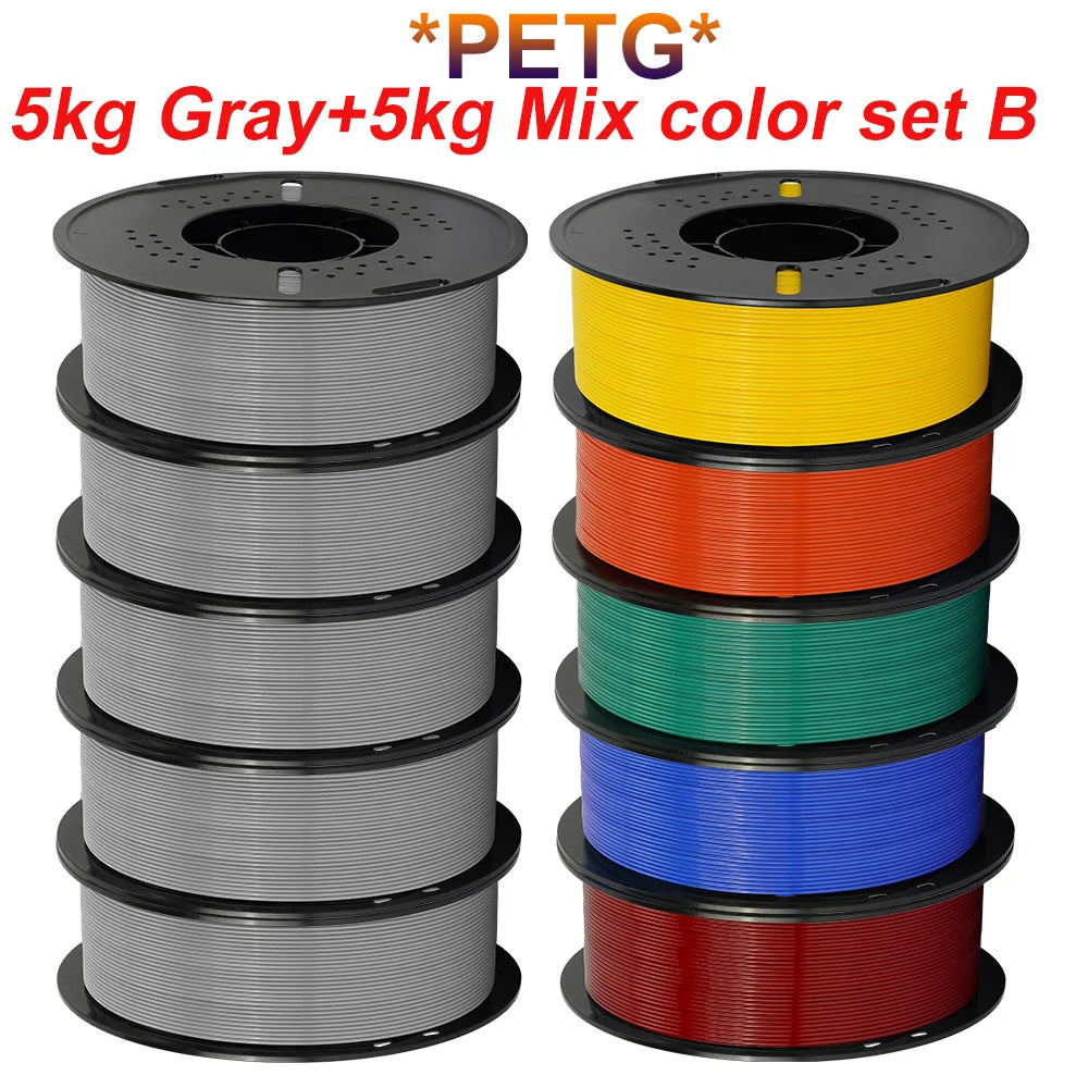 KINGROON 10KG 3D Printer Filament Bundle – PLA & PETG, 1.75mm Mixed Colors