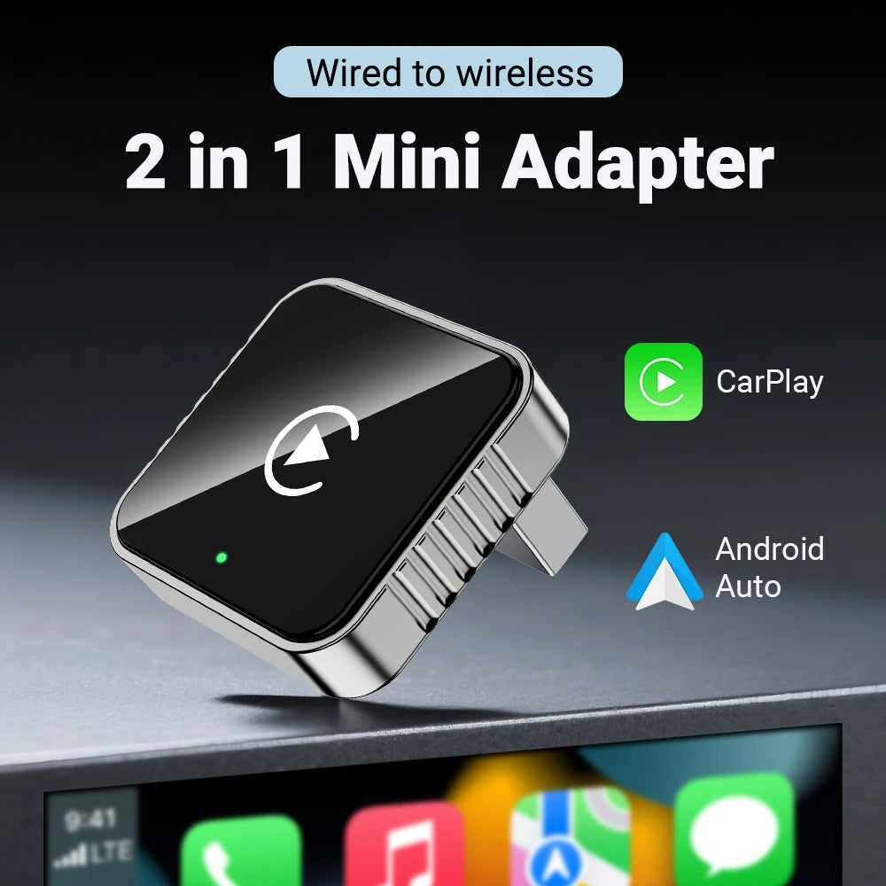 Wireless CarPlay & Android Auto Adapter 2026 | Plug & Play, Stable BT+WiFi, OTA Updates, 99% Car Compatible