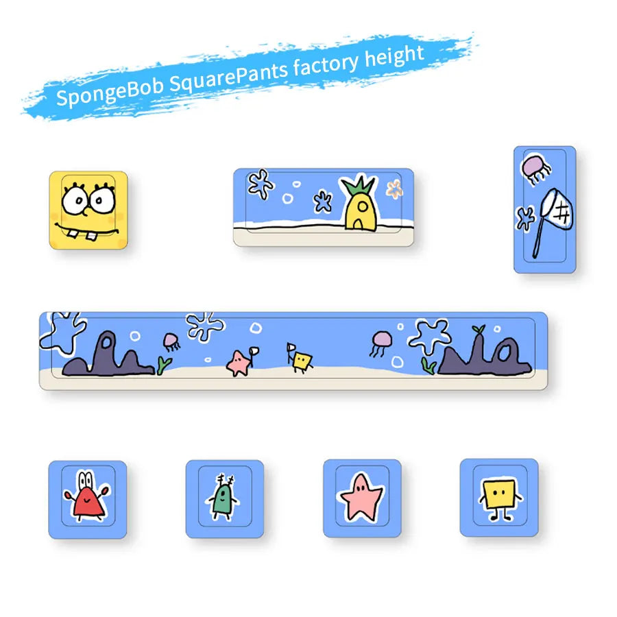 GGBEE Cute Theme Artisan Keycaps – 8pcs, 5-Side Dye-Sub, Cherry Profile, 4 Colors