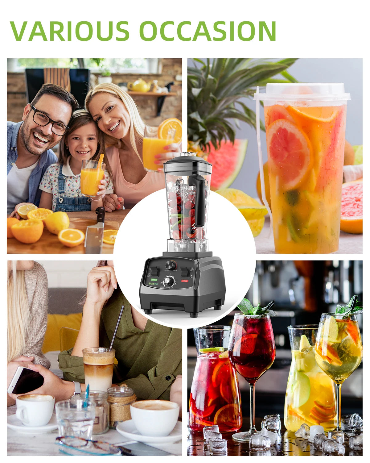 BioloMix 3HP Professional Blender BL-1800 | 2200W | 2L Jug | EU 220V