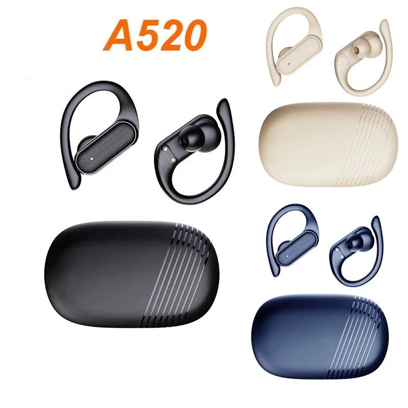 A520 Wireless Bluetooth 5.3 Ear Hook Headset – HIFI Stereo, Microphone, Running & Gaming