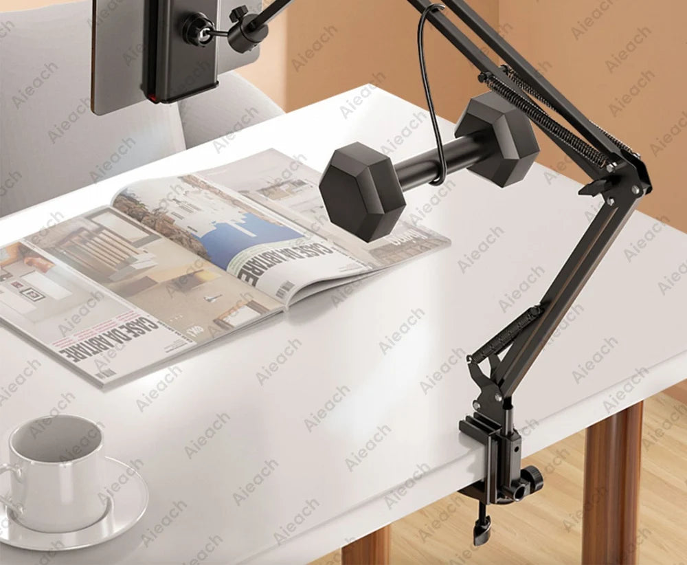 AIEACH 360° Rotating Bed Tablet Stand – 90cm Metal Arm, Fits 4.7–12.9" Phones & Tablets
