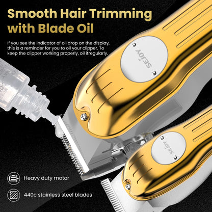 Sejoy Professional Hair Clipper Combo Kit | Cordless Rechargeable | Barber Haircut Machine
