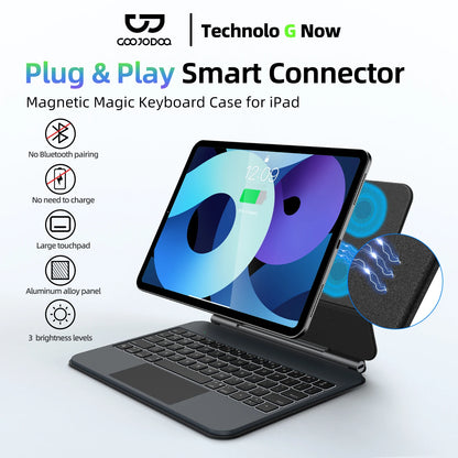 GOOJODOQ Magic Keyboard Case with Touchpad for iPad Pro 11" M4 / Air 4/5/6 (2020–2024)