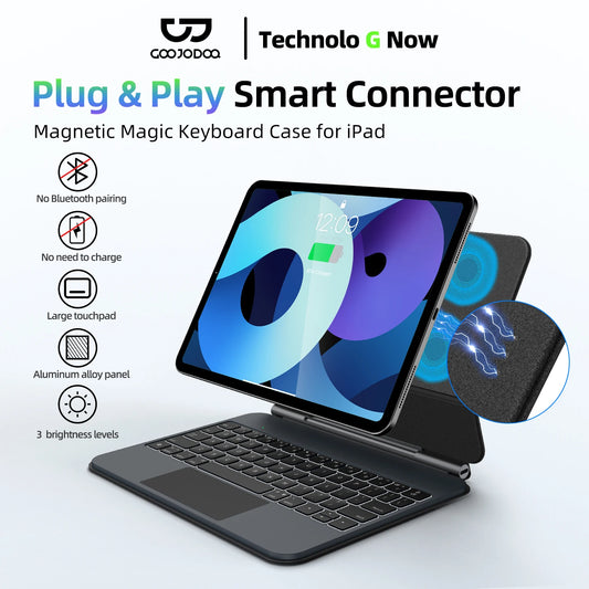 GOOJODOQ Magic Keyboard Case with Touchpad for iPad Pro 11" M4 / Air 4/5/6 (2020–2024)
