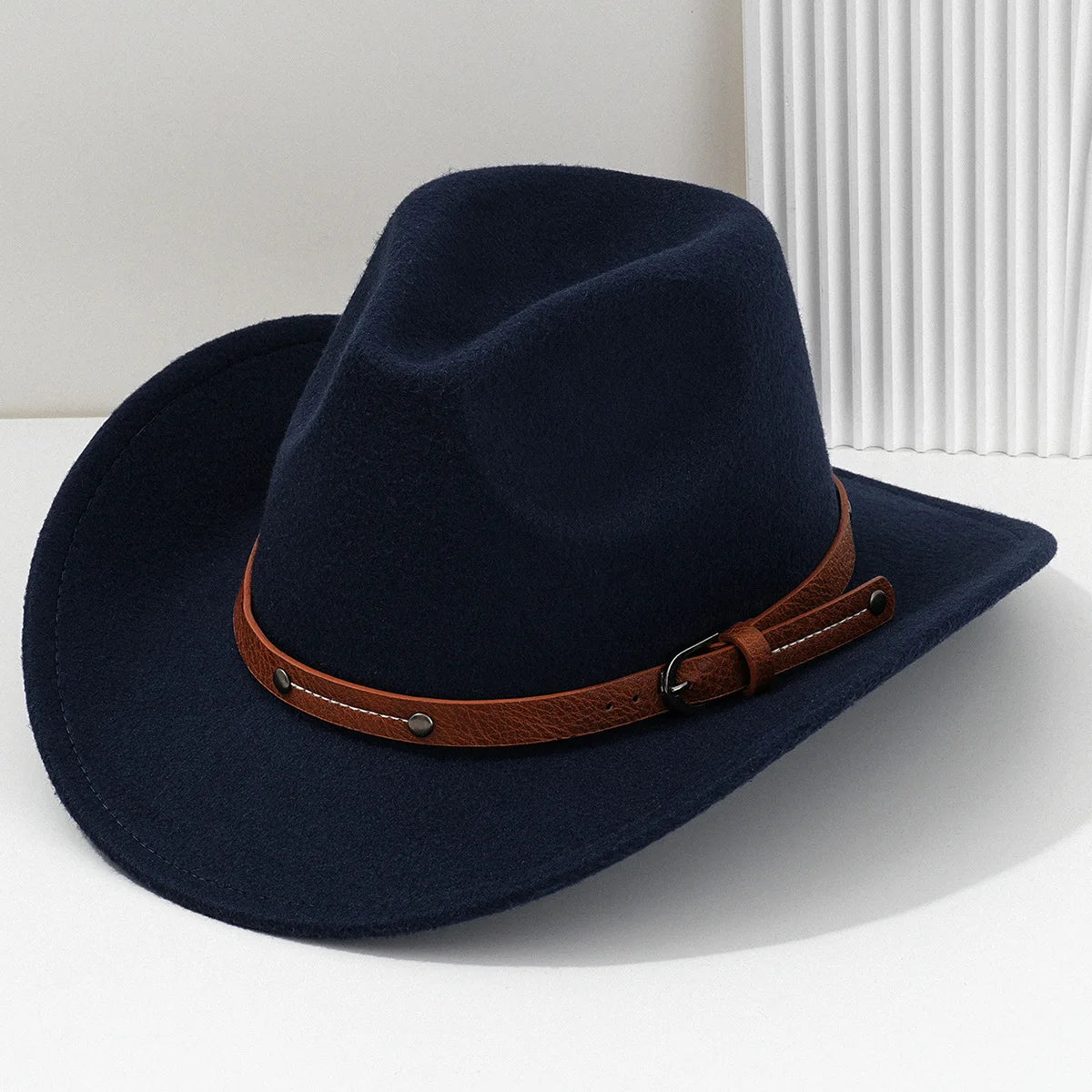 Wool fedora hat in classic unisex style, featuring a wide brim and stylish design, perfect for all seasons.