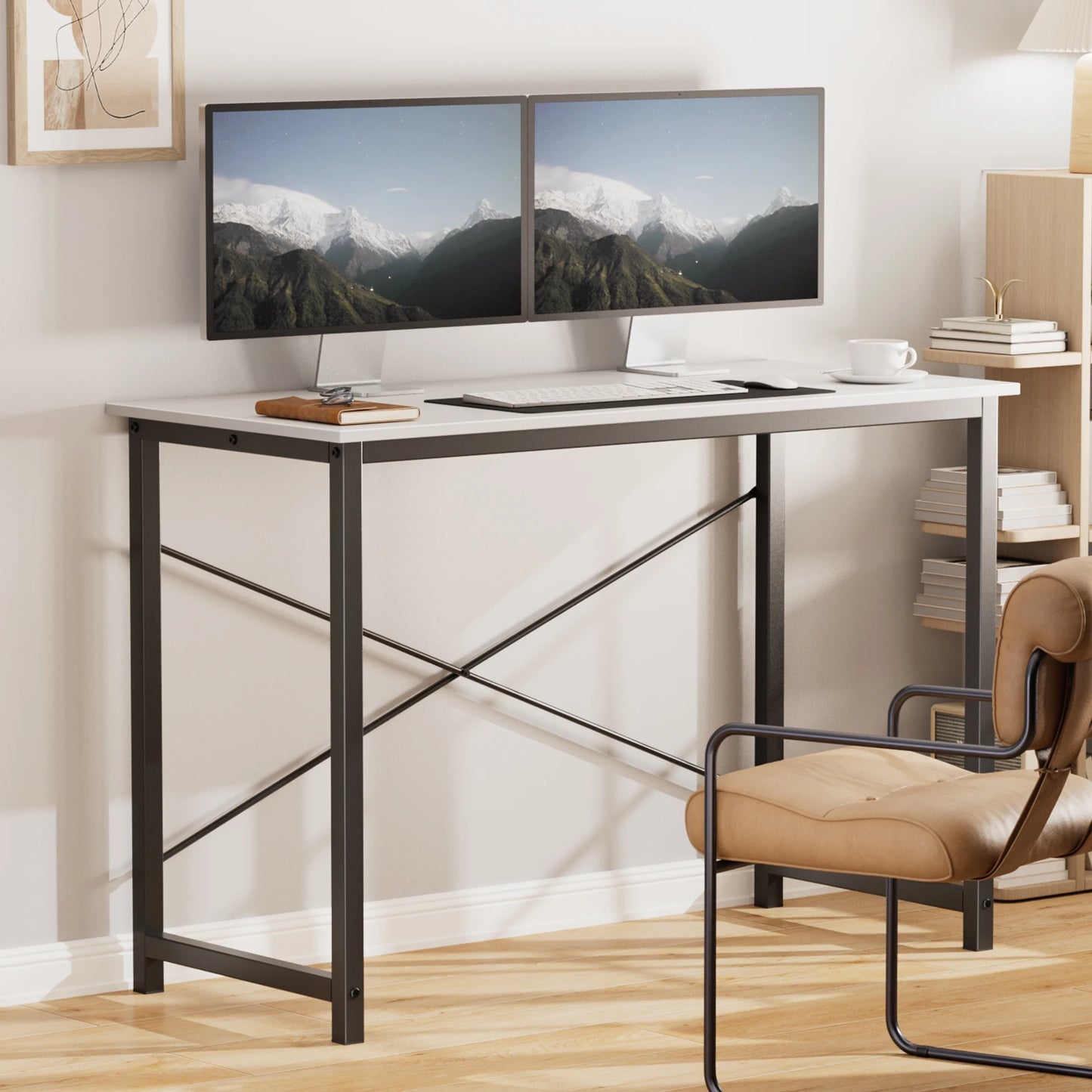 JHK Computer Desk | 5 Sizes, Modern Metal Frame & Wood Top