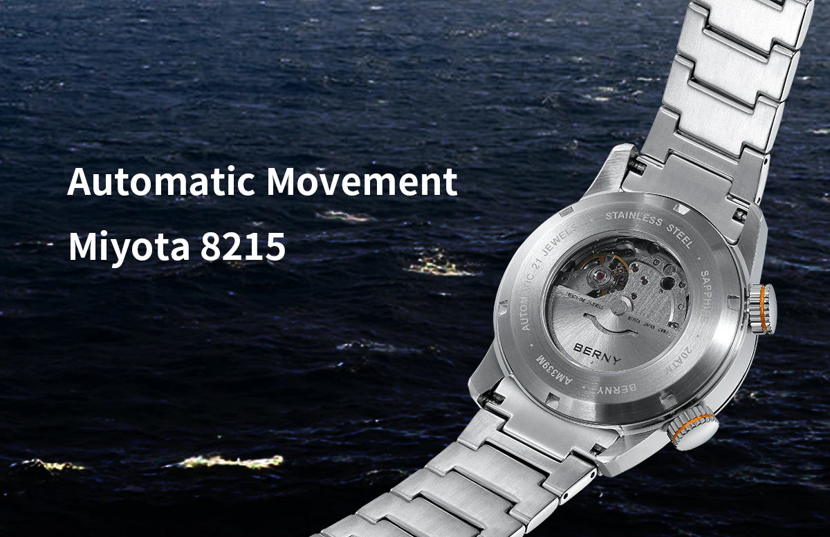 BERNY Automatic Dive Watch – Sapphire Crystal, 200M Water Resistant, NH35 Movement