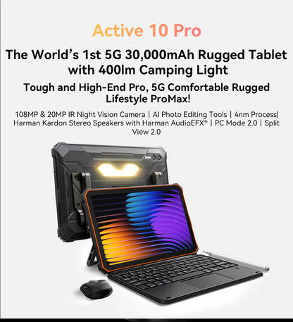 Blackview Active 10 Pro Rugged Tablet – 5G, 11" FHD+, 12GB+512GB, 30000mAh, 108MP