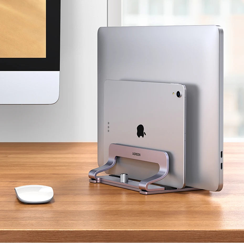 UGREEN Vertical Laptop Stand – Aluminum, Foldable, 1/2/3 Slots for MacBook Air, Pro & Tablets