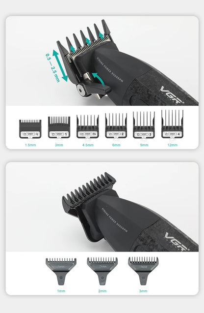 VGR V-640 S3 Professional Hair Clipper – 9000 RPM, Type-C, 160 Min Runtime | Black/Red/Green