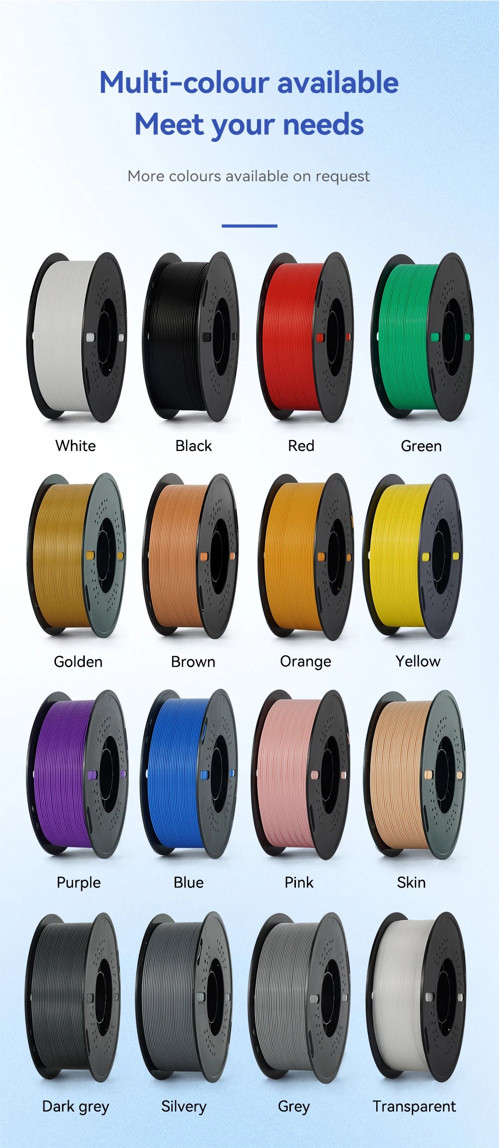 KINGROON 3D Printer Filament – 10 Rolls 1.75mm PLA / PETG, 1KG Each, Mix Colors, Eco-Friendly