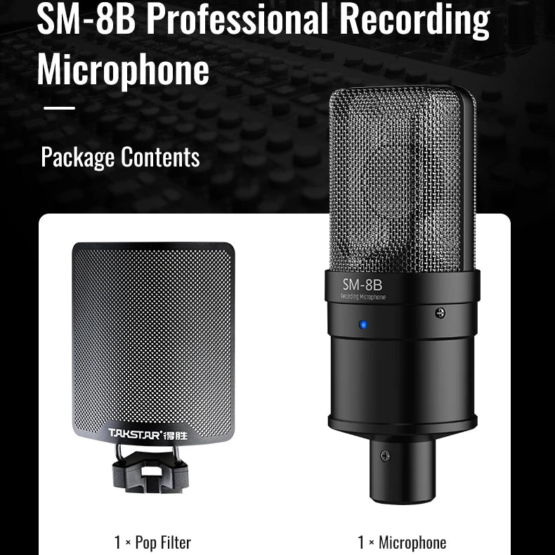 TAKSTAR SM-8B (2nd Gen) XLR Condenser Microphone – Studio Mic for Podcasting, Streaming & YouTube