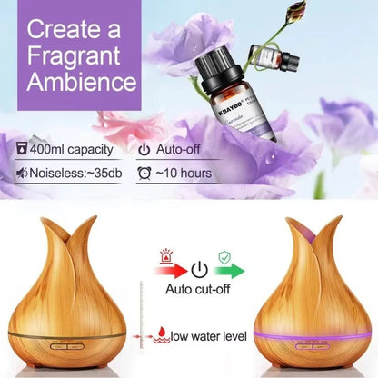 WiFi Smart Air Humidifier & Aroma Diffuser 400ml – Essential Oil, Wood Ball Design