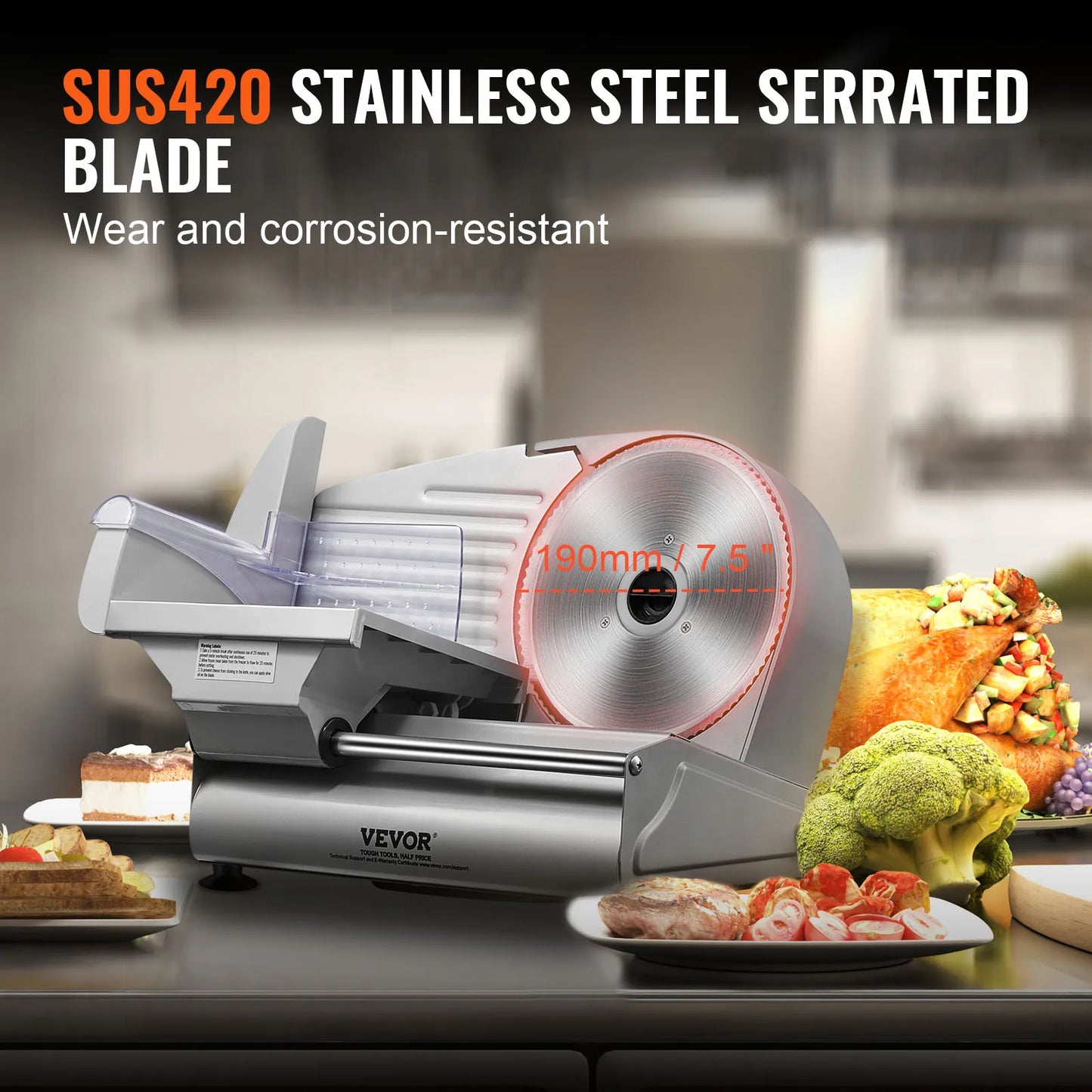 SucceBuy Electric Meat Slicer | 200W | 19cm Blade | Adjustable Thickness | EU 220V