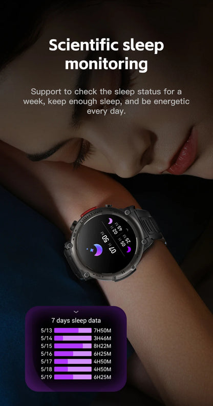 Imosi Outdoor Smart Watch with Flashlight – Sport Fitness Tracker, Blood Pressure, IP67