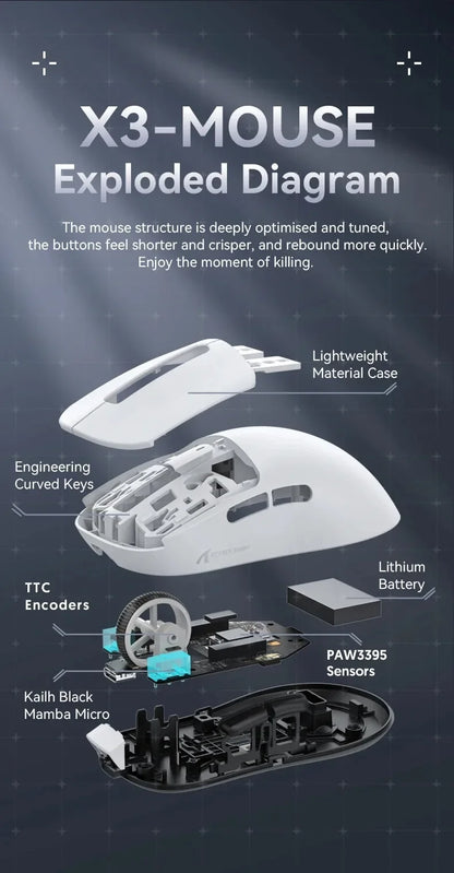 ATTACK SHARK X3 / X3 Pro Wireless Gaming Mouse – 26K DPI, 8K Hz, Tri-Mode, Ultra-Light