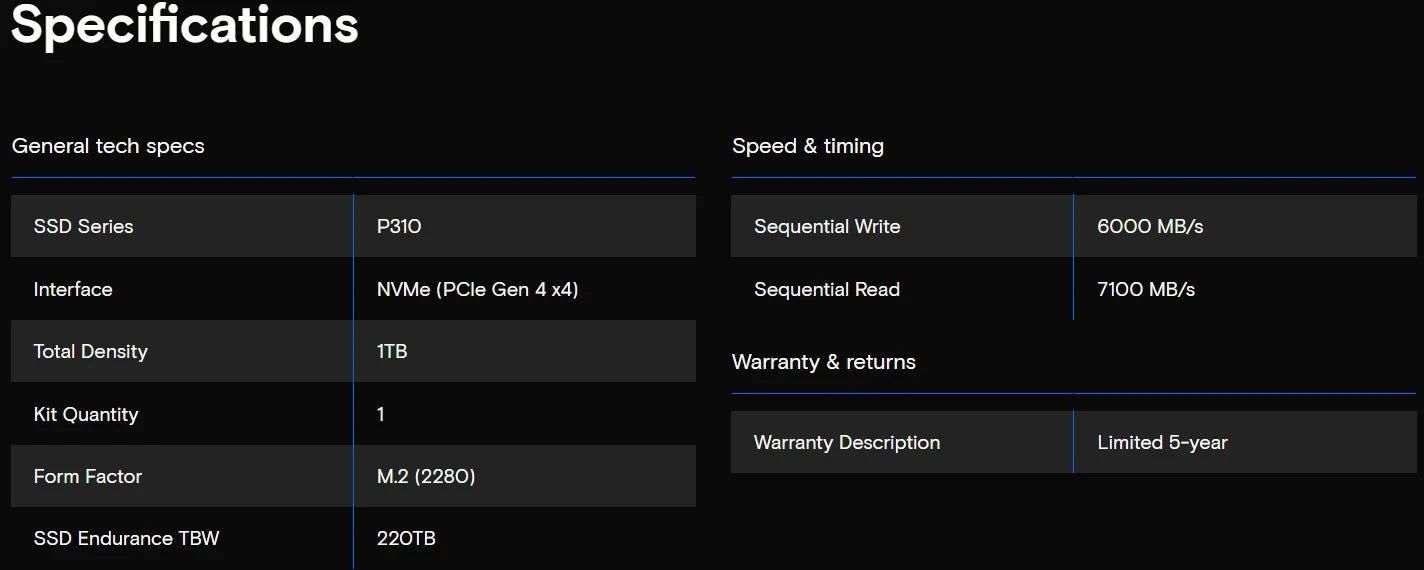 Crucial NVMe SSD M.2 2280 | P3 Plus / P310 / T500 / P510 | PCIe Gen4 | 500GB–2TB