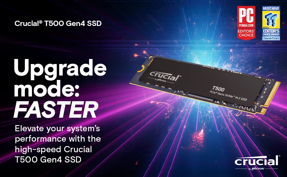 Crucial NVMe SSD M.2 2280 | P3 Plus / P310 / T500 / P510 | PCIe Gen4 | 500GB–2TB