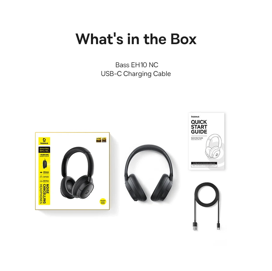 Baseus EH10 NC ANC Wireless Headphones – 45dB Hybrid Noise Cancelling, LDAC, Bluetooth 6.0, 80Hrs