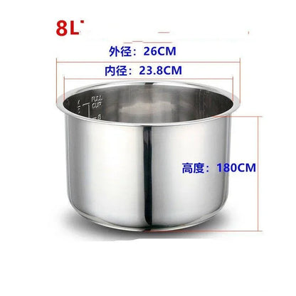 Stainless Steel 304 Rice Cooker Liner | 1.2L–8L | Compatible with Oxhaier, SKG & Universal Brands