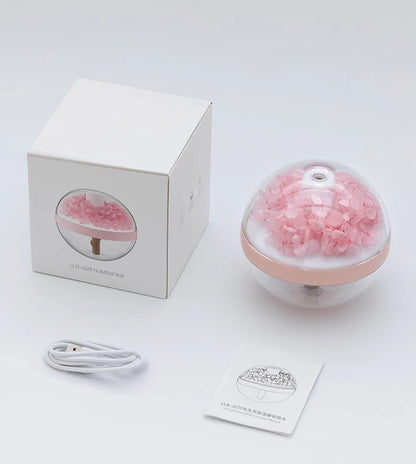 USB Rechargeable Air Humidifier 270ml — 800mAh Battery, Colour LED Light, Mist Maker, Flower Design