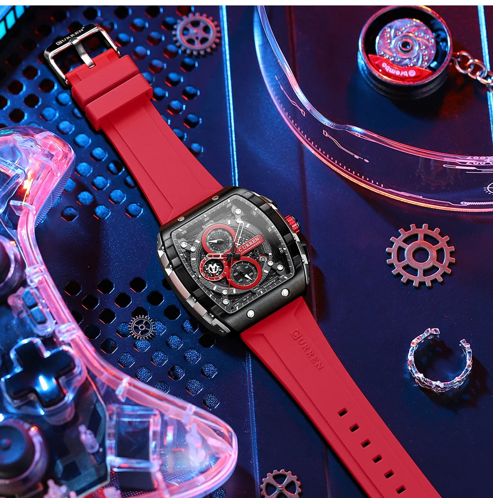 CURREN Men's Fashion Watch – Unique Square Design, Luxury Quartz Sport, Waterproof